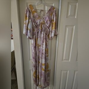 Floral Maxi Dress in Purple and Yellow